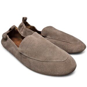 Lucky Brand Morissie Taupe Suede Loafers Women's Scrunch Ankle Retro Flats 11M